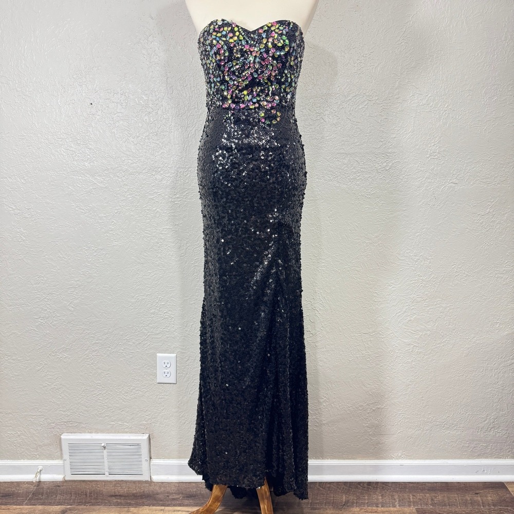 Vtg Y2K Prom Dress Gown 6 Party Time Formals Beaded Sequin Sweetheart Bodycon